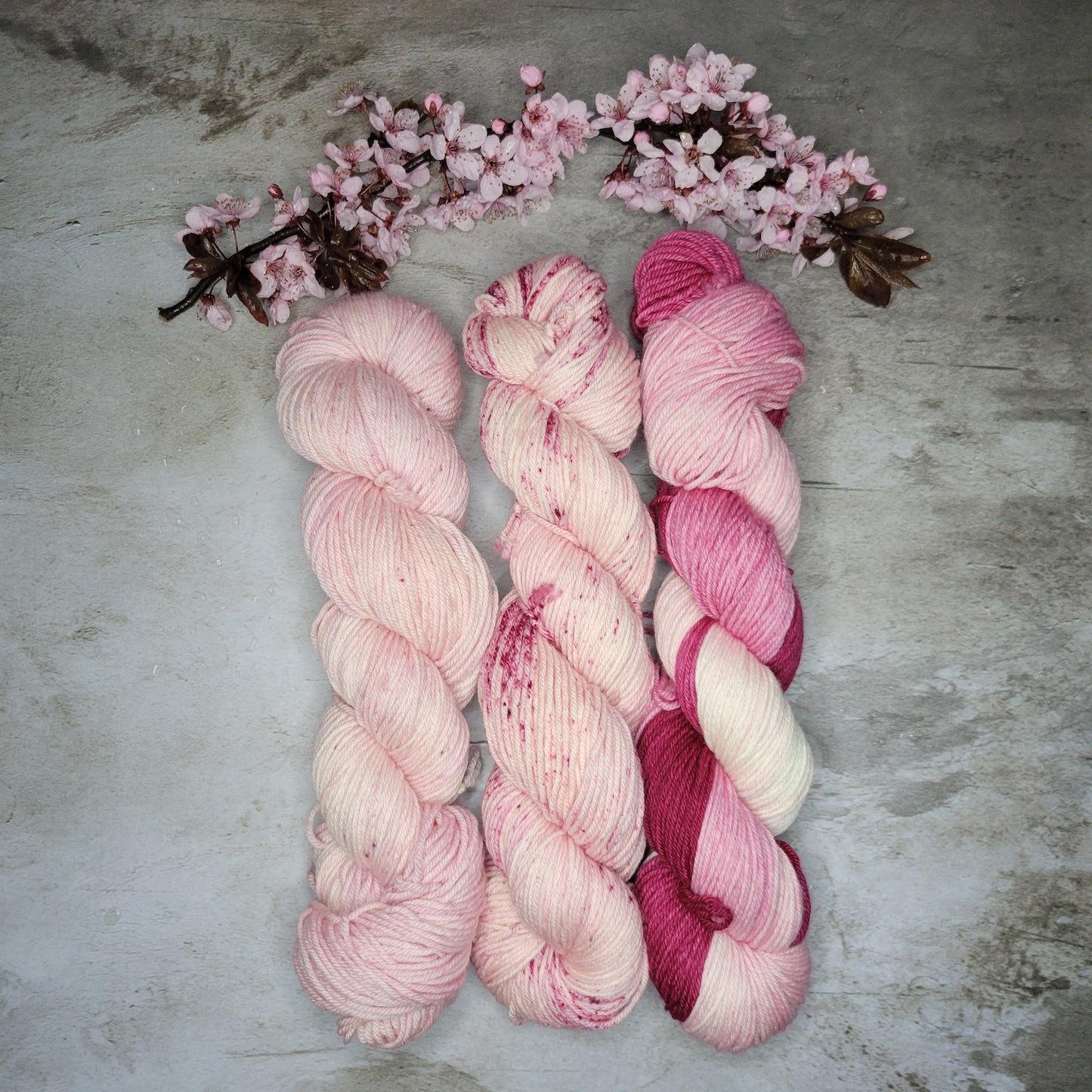 Hand Dyed Yarn in Cherry Blossom Set