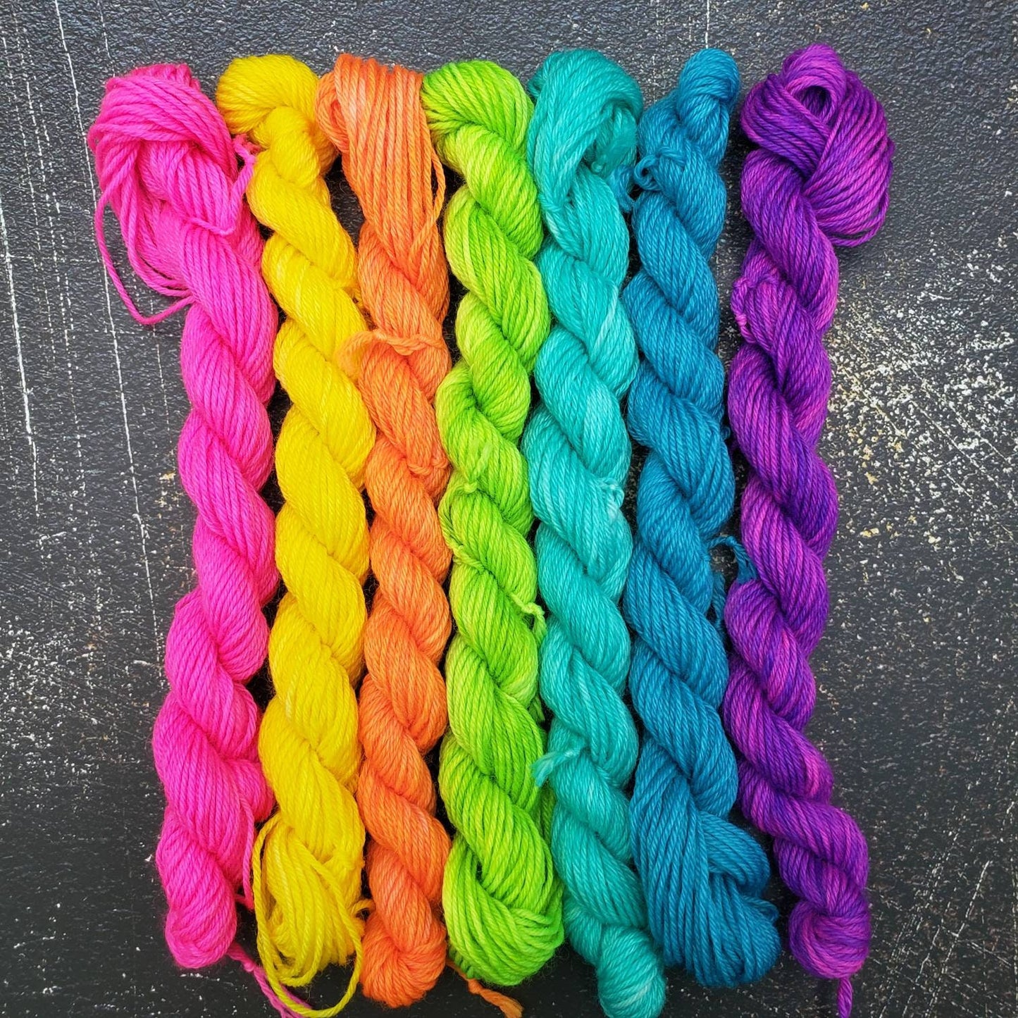 Acid Rainbow Set of Seven Neon Yarn Colors