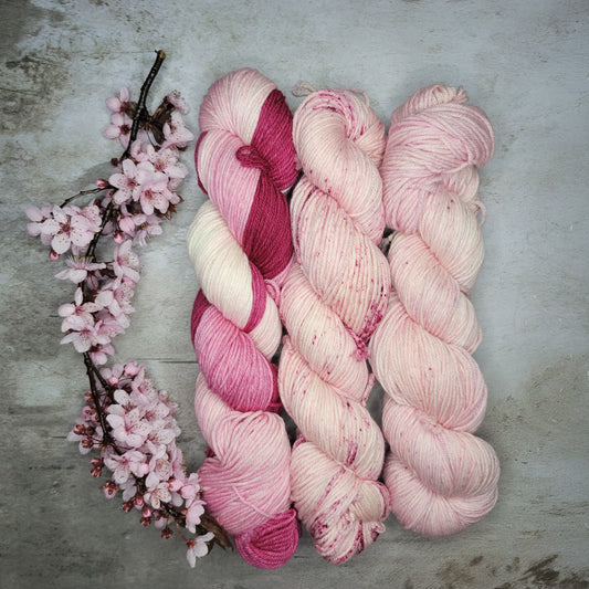 Hand Dyed Yarn in Cherry Blossom Set