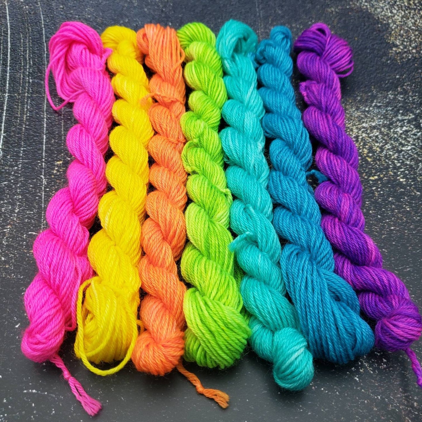 Acid Rainbow Set of Seven Neon Yarn Colors