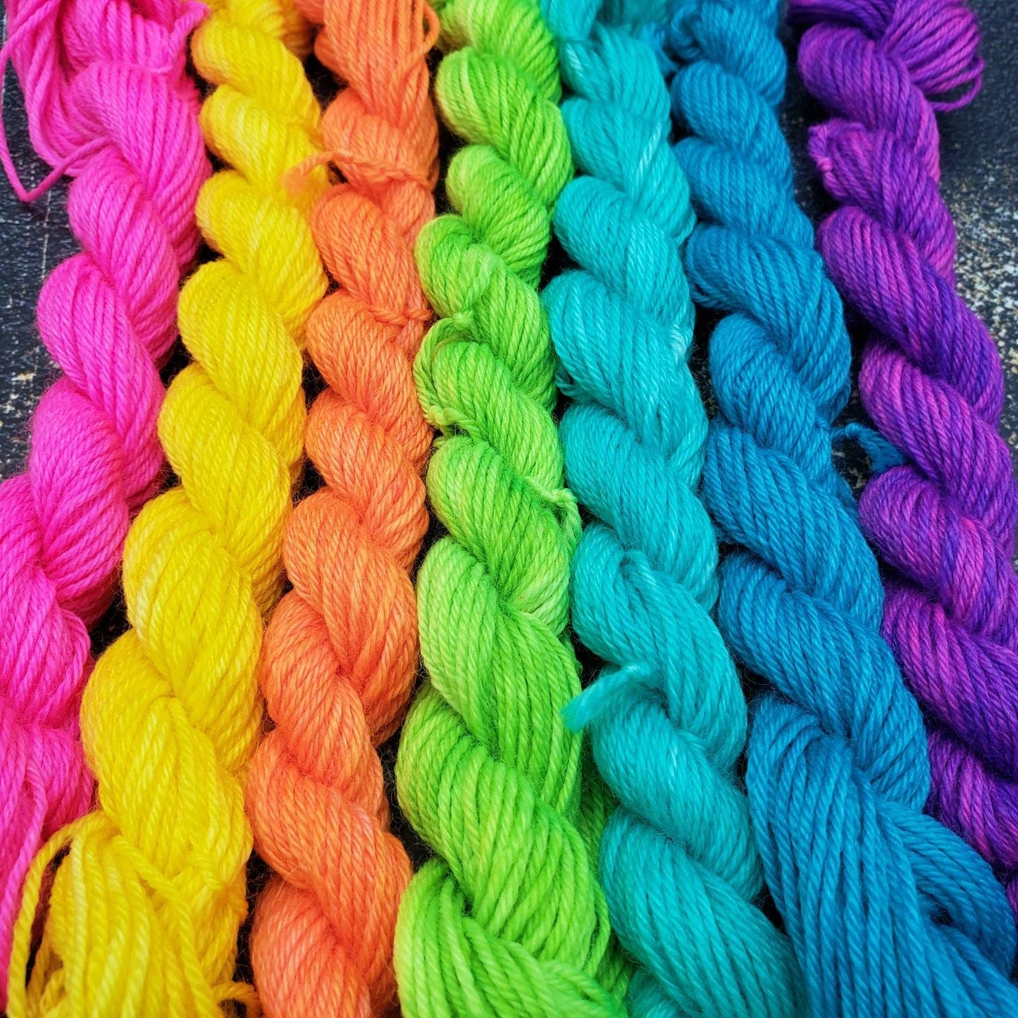 Acid Rainbow Set of Seven Neon Yarn Colors