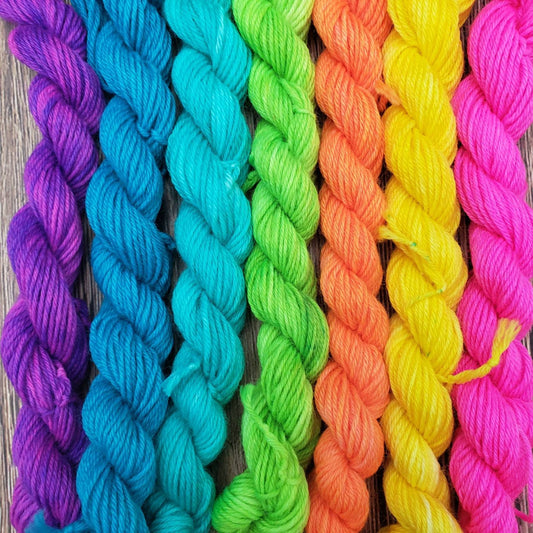 Acid Rainbow Set of Seven Neon Yarn Colors