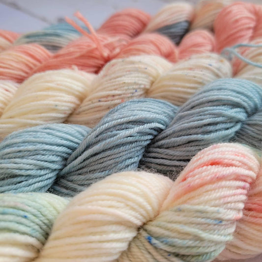 Salmon and Sage Hand Dyed Yarn Set of Five